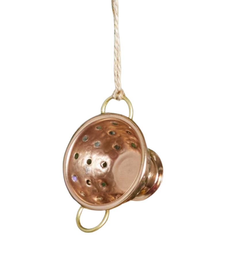 Hammered Copper & Gold Colander Ornament