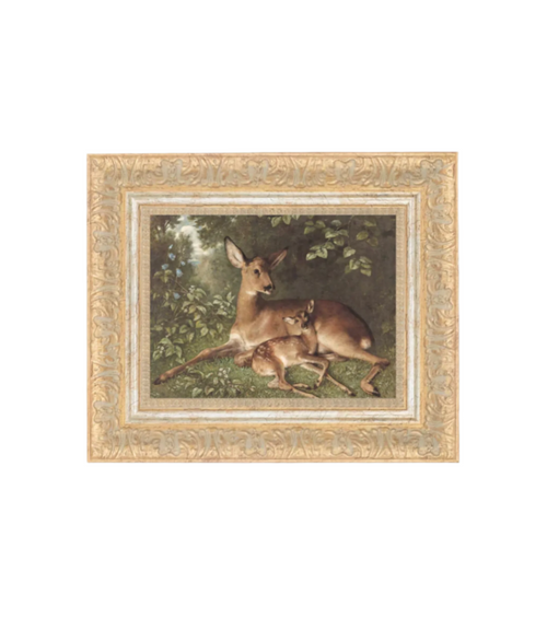 A Doe with Fawn Framed Artwork