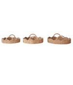 Decorative Braided Bankuan & Rattan Scalloped Tray with Handles