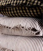 Ruffle Bolster Pillow with Brown & White Stripes