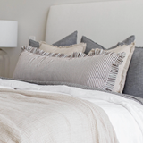 Ruffle Bolster Pillow with Brown & White Stripes