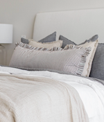 Ruffle Bolster Pillow with Brown & White Stripes
