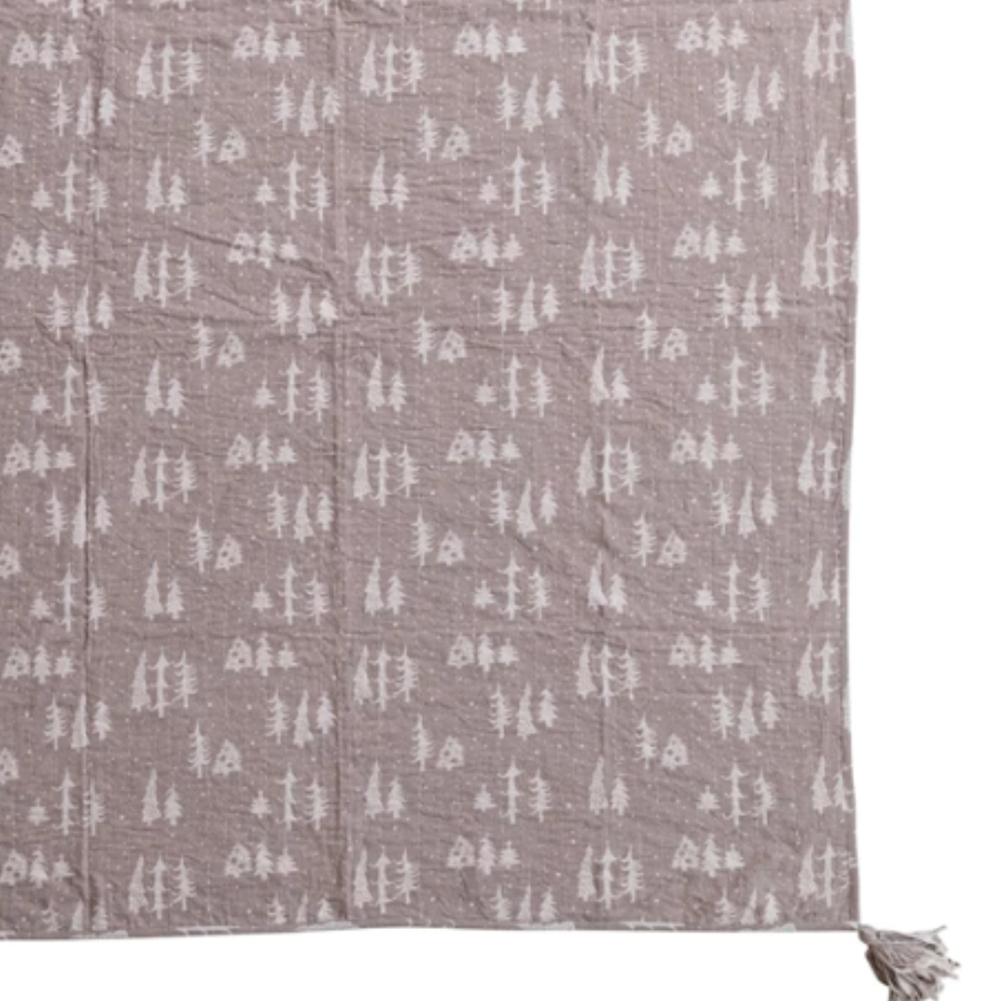 Stonewashed Voile Throw with Hand-Embroidered Kantha Stitch & Tassels