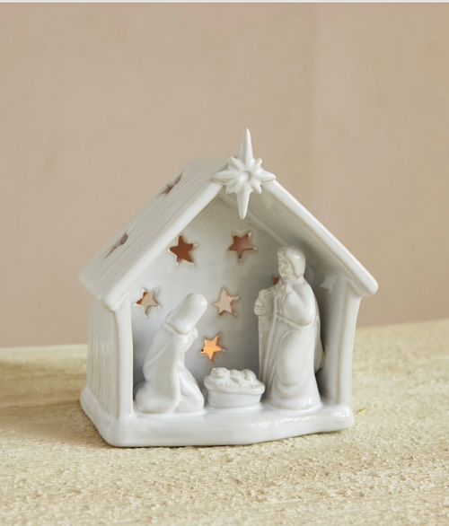 Stoneware Nativity Tealight Holder