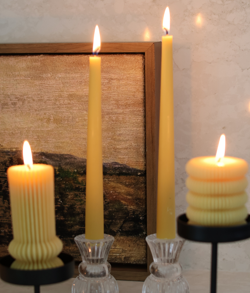 10" Beeswax Taper Candles