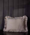 Ruffle Lumbar Pillow with Brown & White Stripes