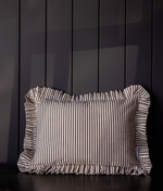 Ruffle Lumbar Pillow with Brown & White Stripes