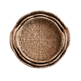 Decorative Braided Bankuan & Rattan Scalloped Tray with Handles