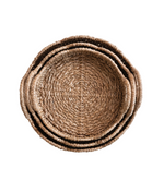 Decorative Braided Bankuan & Rattan Scalloped Tray with Handles