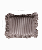 Ruffle Lumbar Pillow with Brown & White Stripes