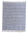 Handloom Cotton Throw w/ Blue Block Print
