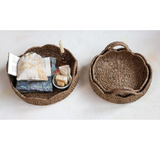 Decorative Braided Bankuan & Rattan Scalloped Tray with Handles