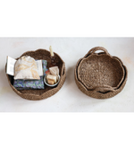 Decorative Braided Bankuan & Rattan Scalloped Tray with Handles