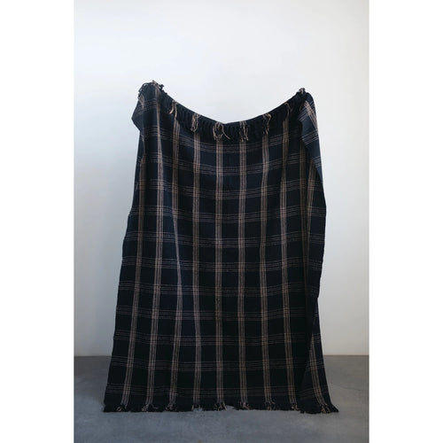 Black Woven Cotton Throw