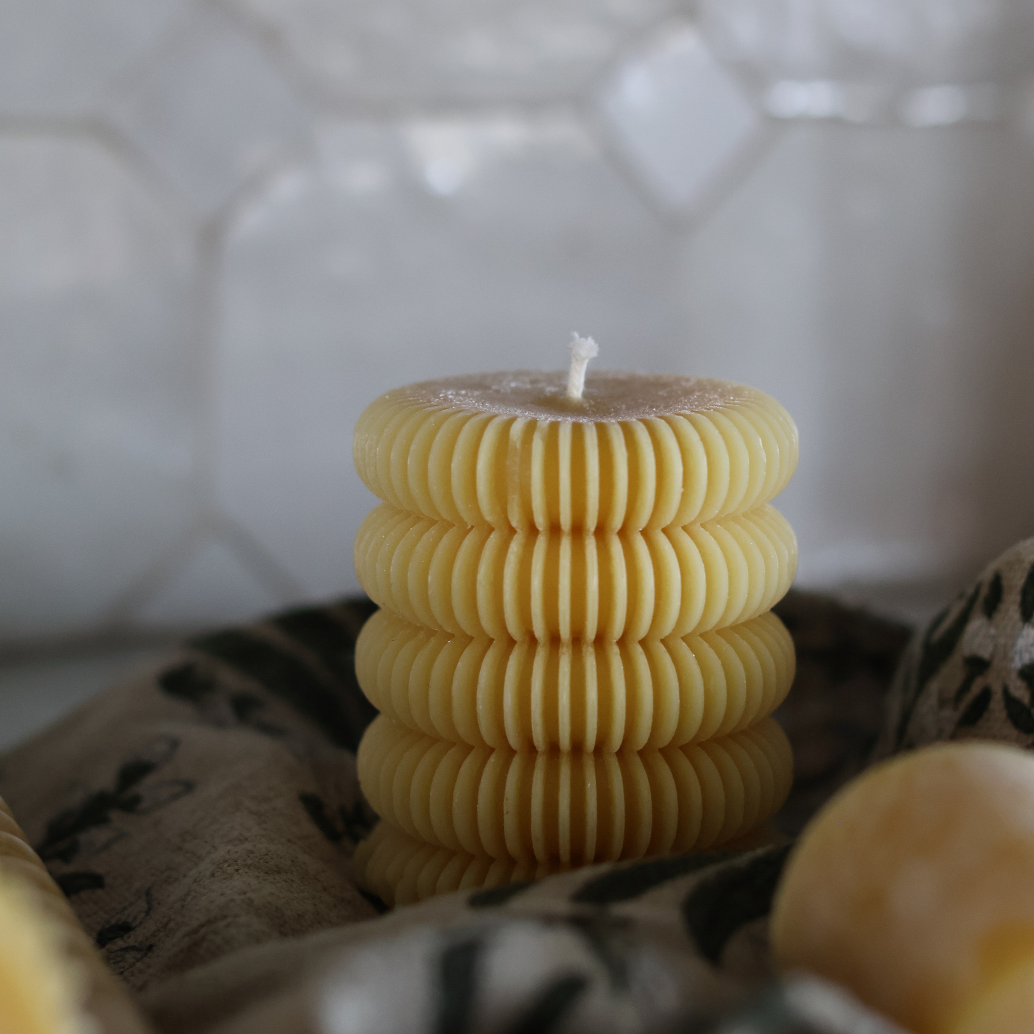 Custom Beeswax Short Pillar Candle