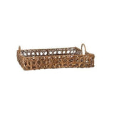 Decorative Hand-Woven Rattan Trays w/ Handles