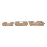 Decorative Hand-Woven Seagrass & Metal Tray w/ Handles
