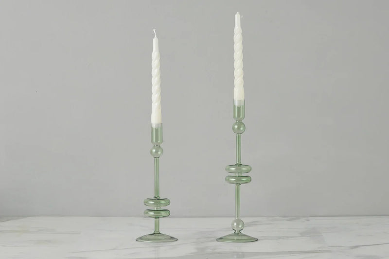 Sage Glass Candlestick