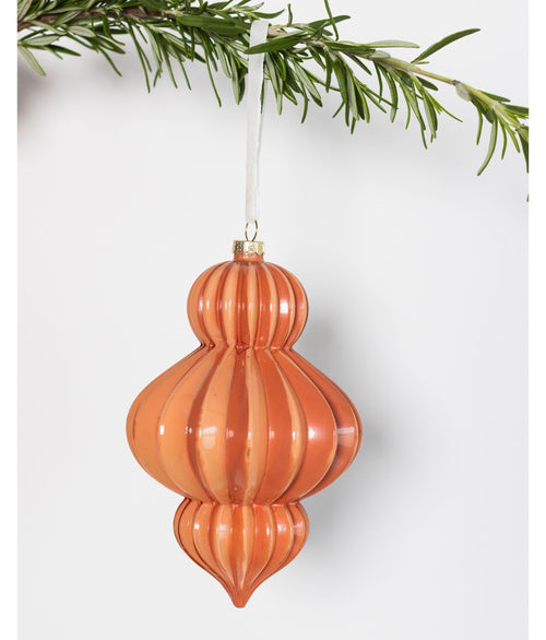 Glass Pleated Finial Ornament