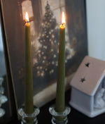 Green 10" Beeswax Taper Candles