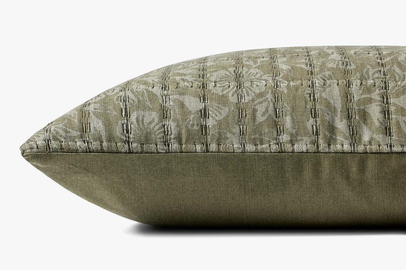 Green / Grey Floral Down Filled Pillow