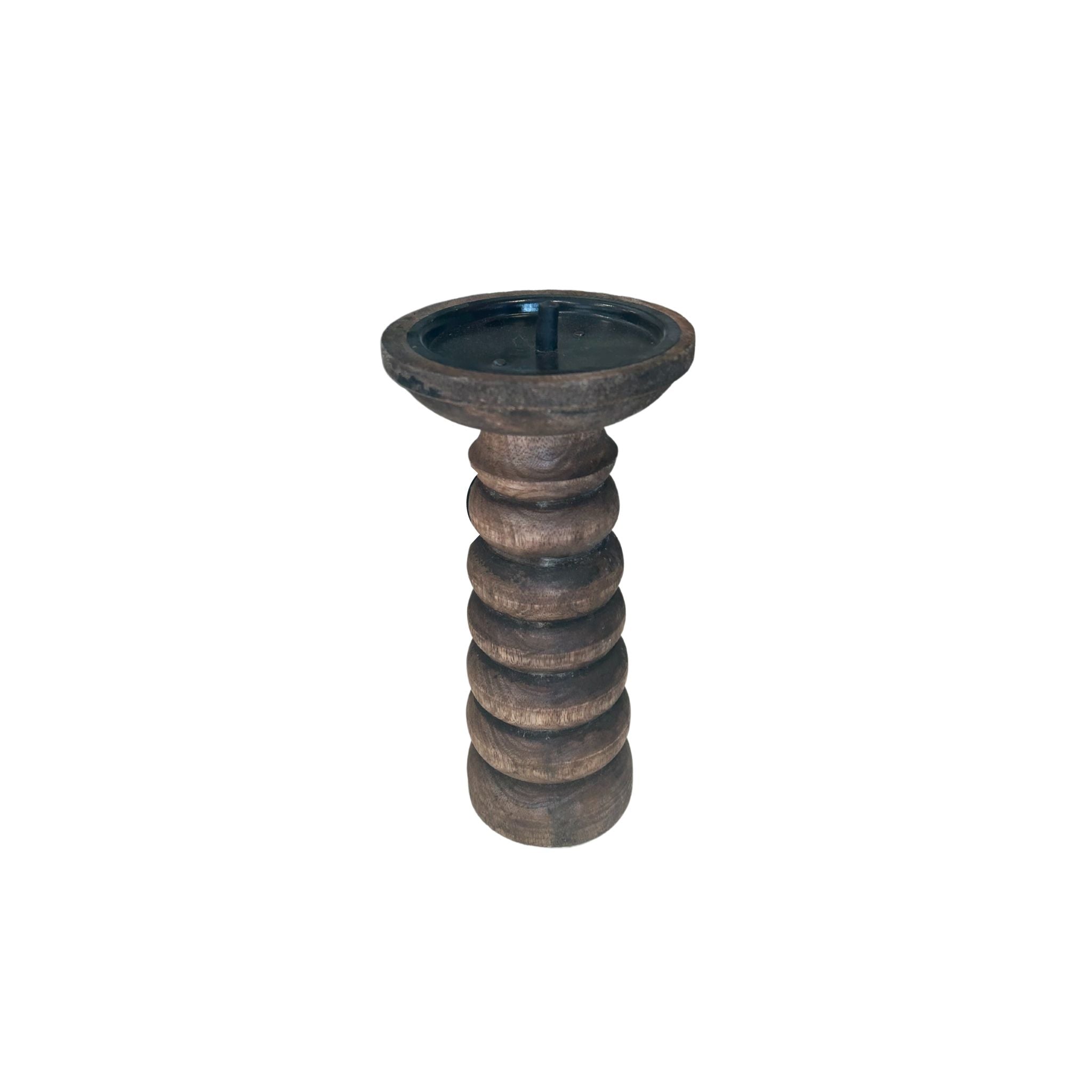 Hand-Carved Mango Wood Candle Holder