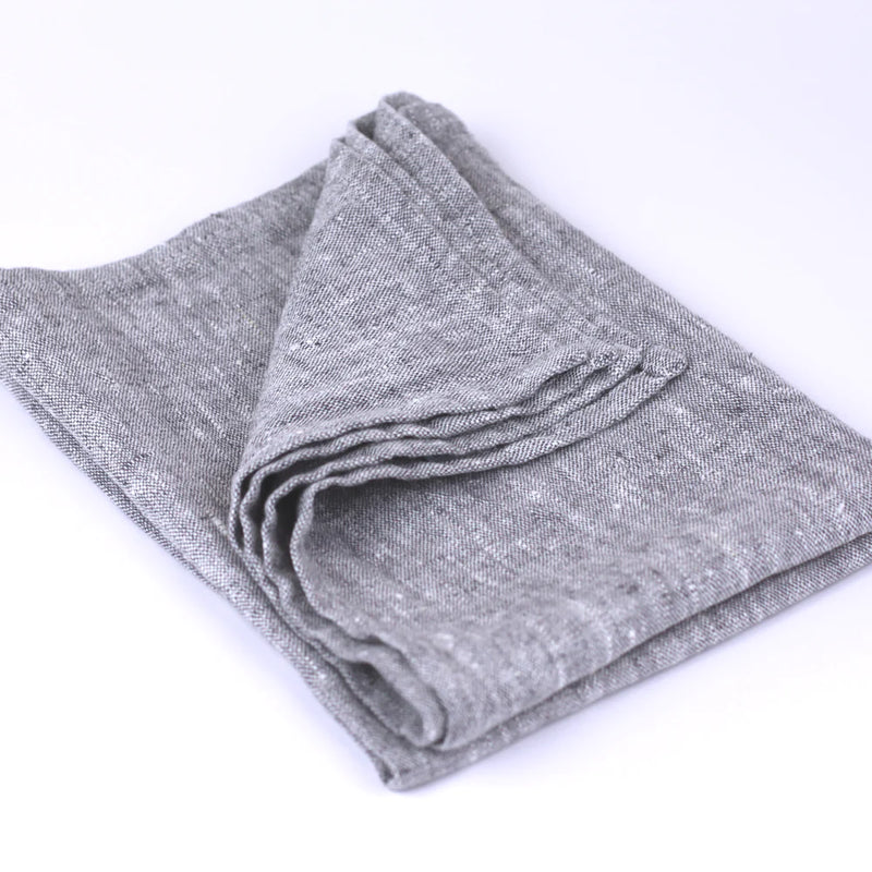 Stonewashed Heather Black Linen Hand Towel