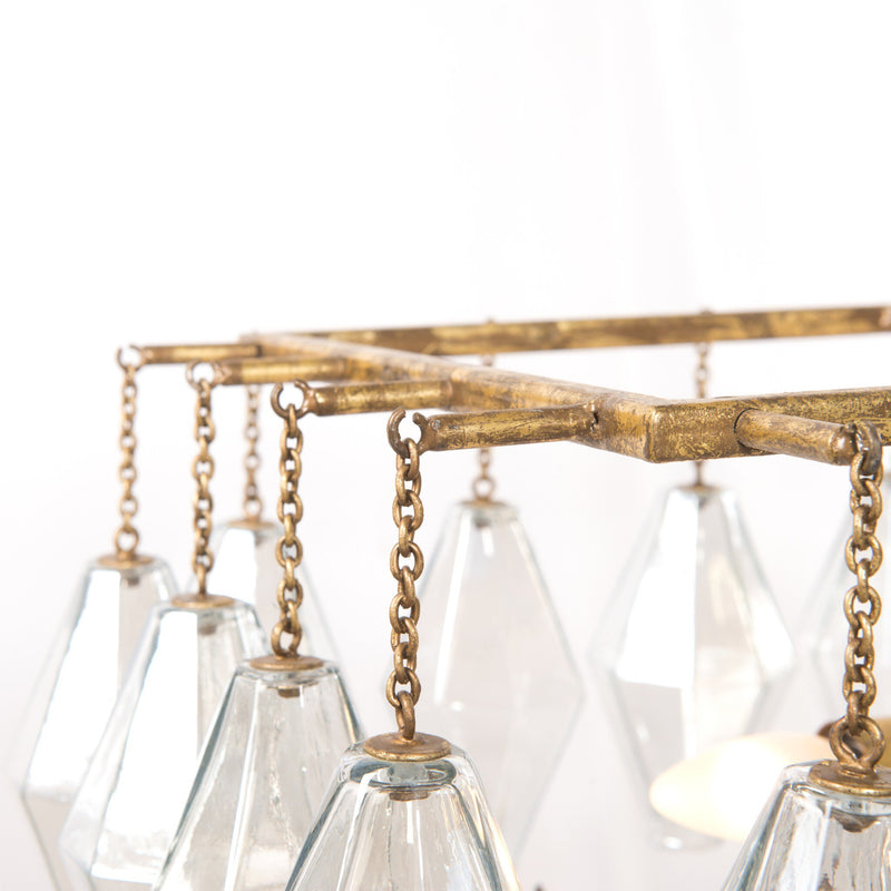 Adeline Rectangular Chandelier - Gold Leaf