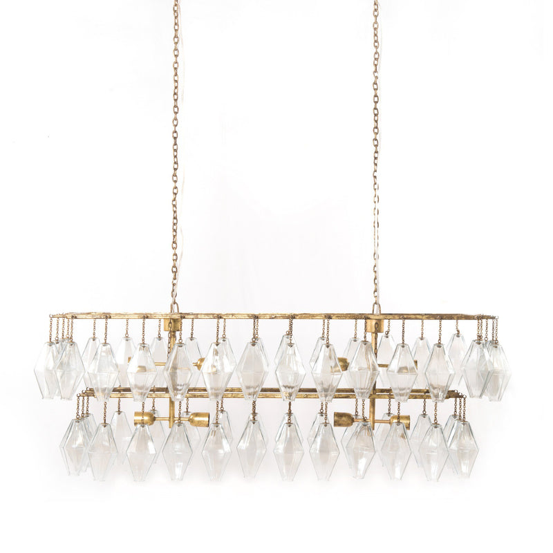 Adeline Rectangular Chandelier - Gold Leaf