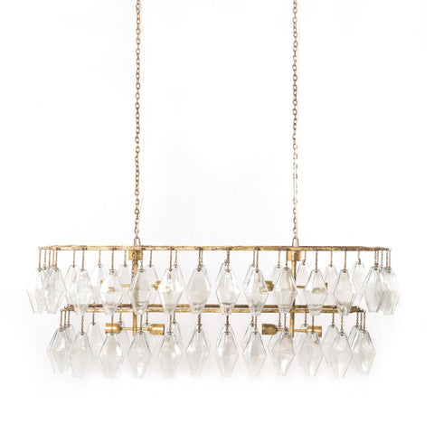 Adeline Rectangular Chandelier - Gold Leaf