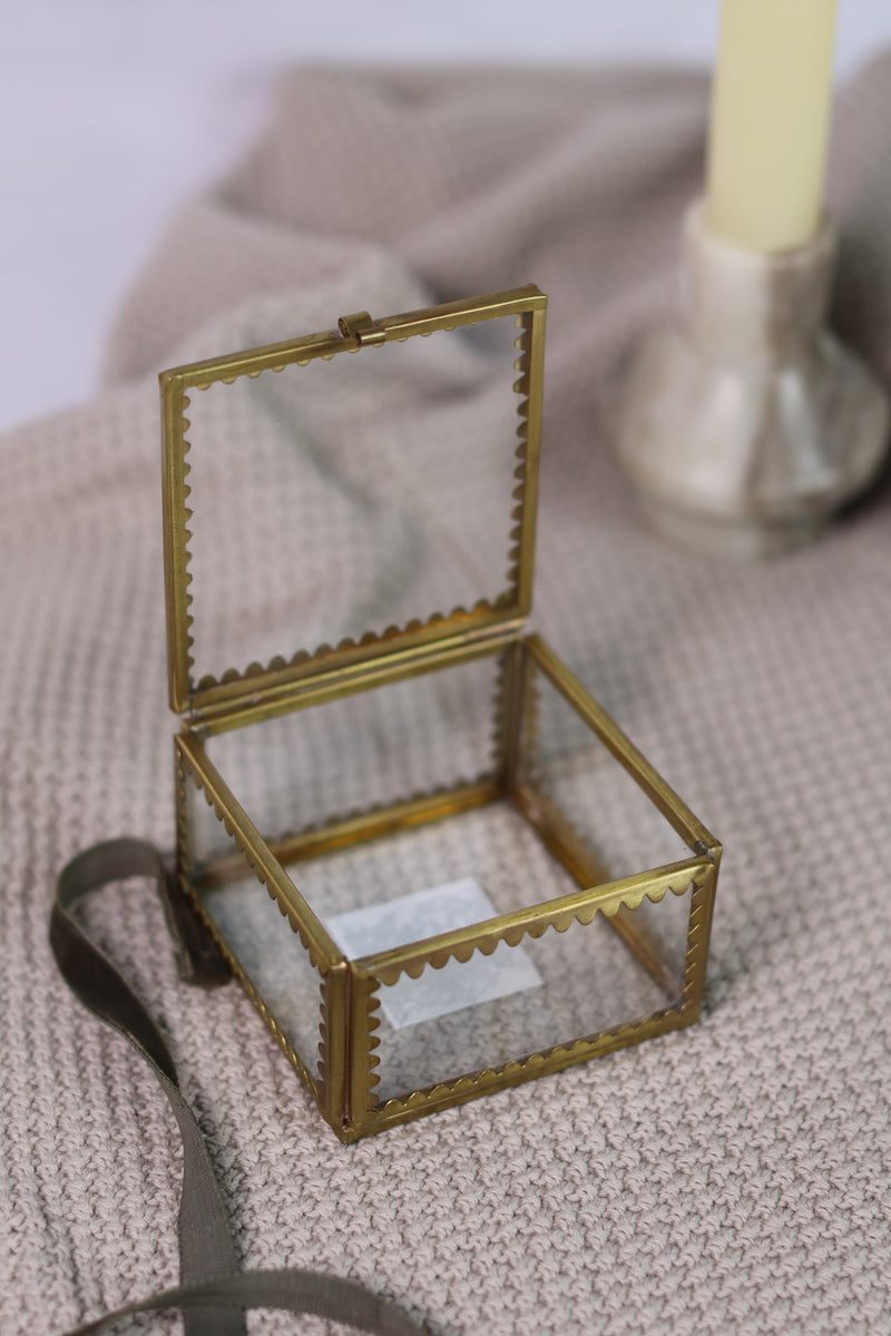 Brass & Glass Display Box w/ Scalloped Edges