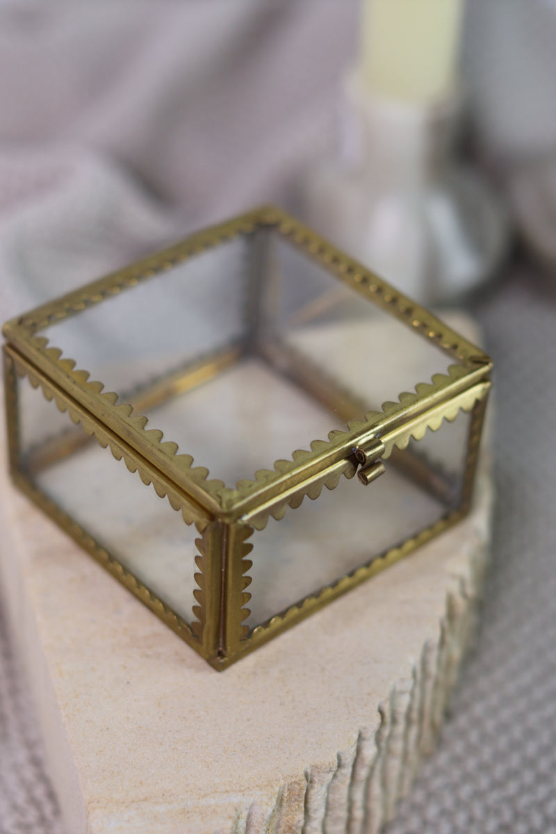 Brass & Glass Display Box w/ Scalloped Edges
