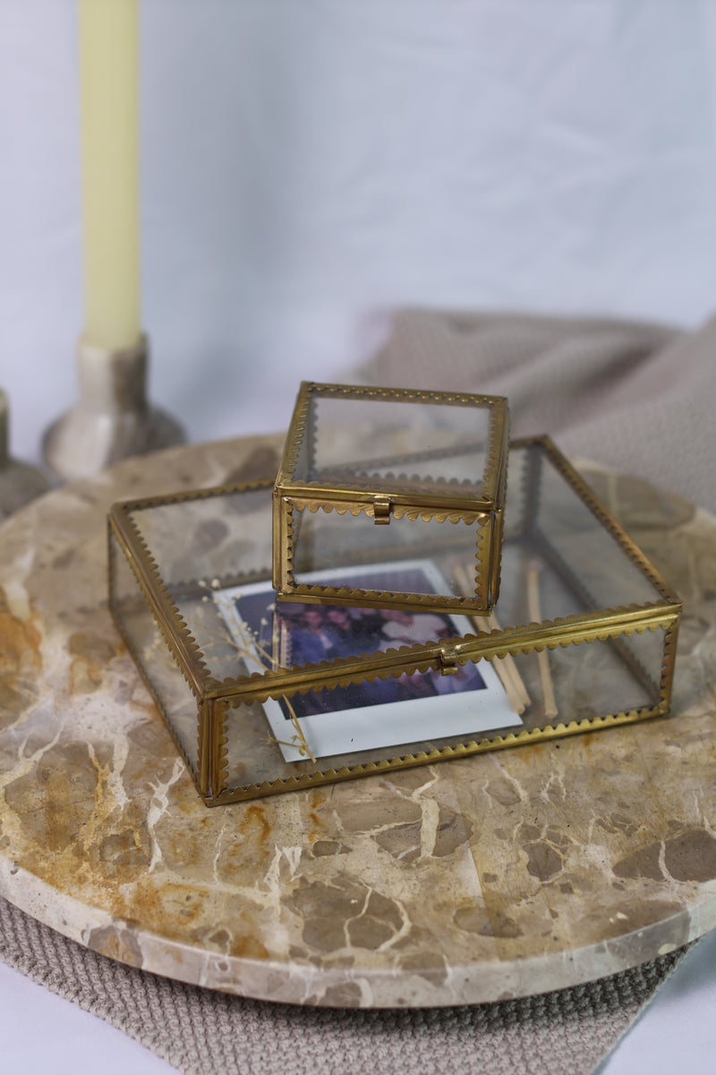 Brass & Glass Display Box w/ Scalloped Edges