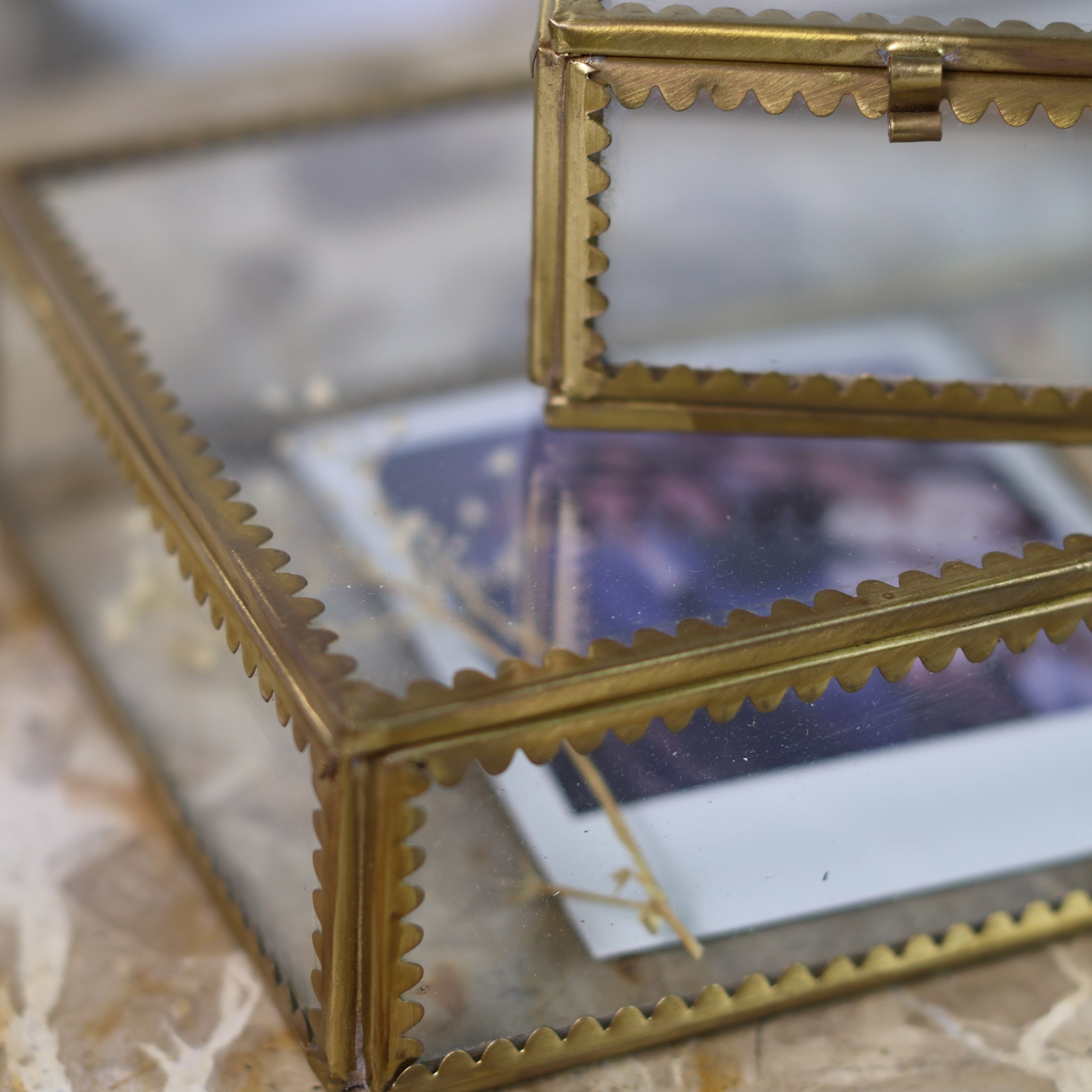Brass & Glass Display Box w/ Scalloped Edges