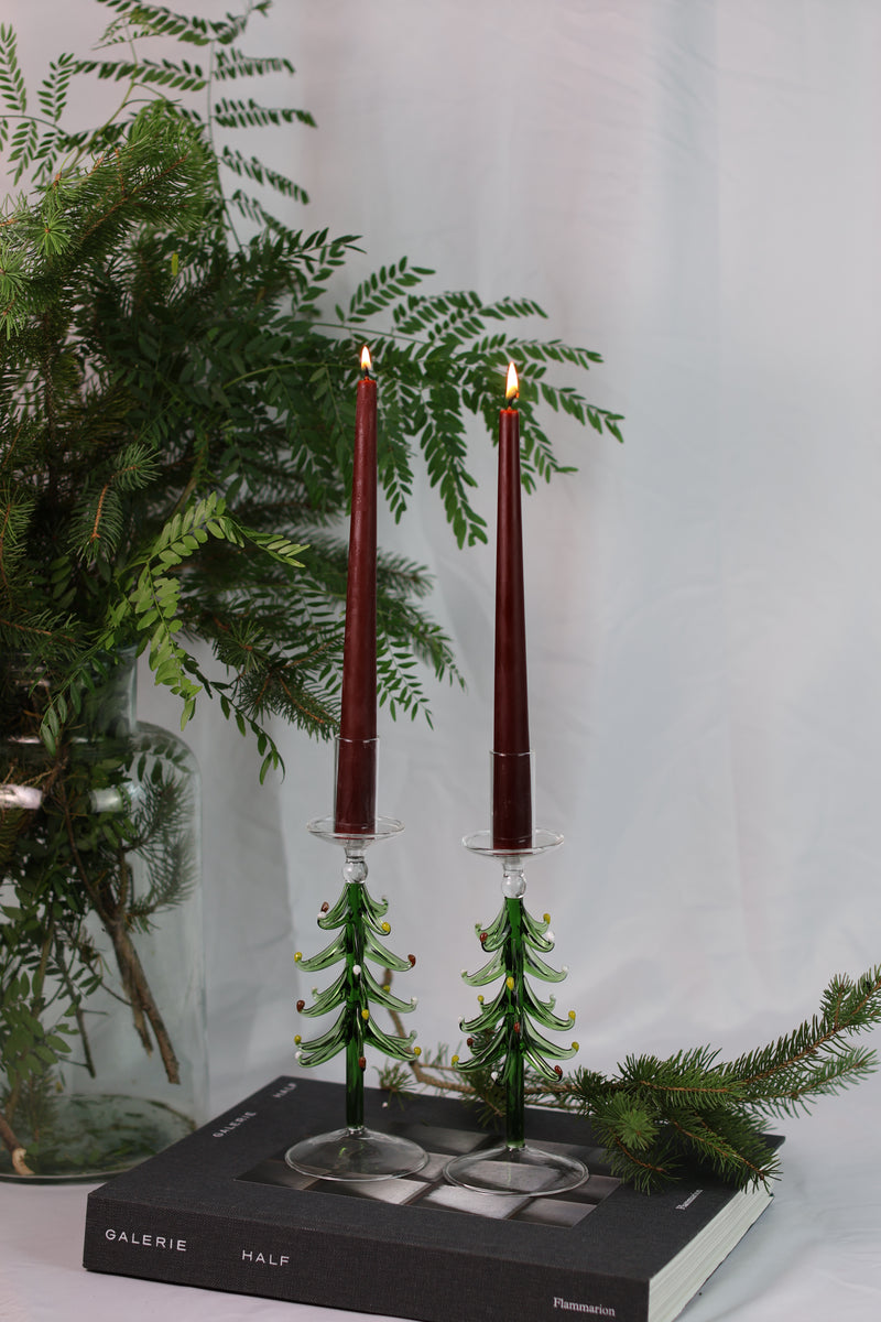 Red 10" Beeswax Taper Candles