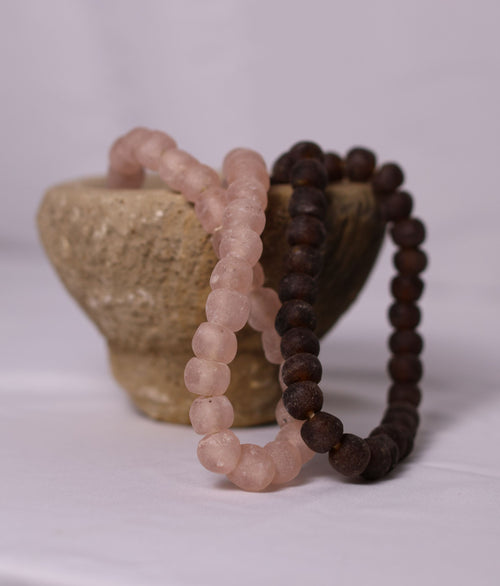 Recycled Glass Beads Brown Sm
