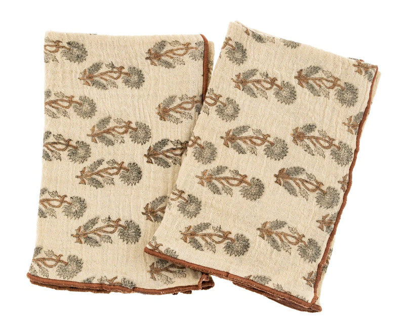 Oleander Block Print Tea Towels