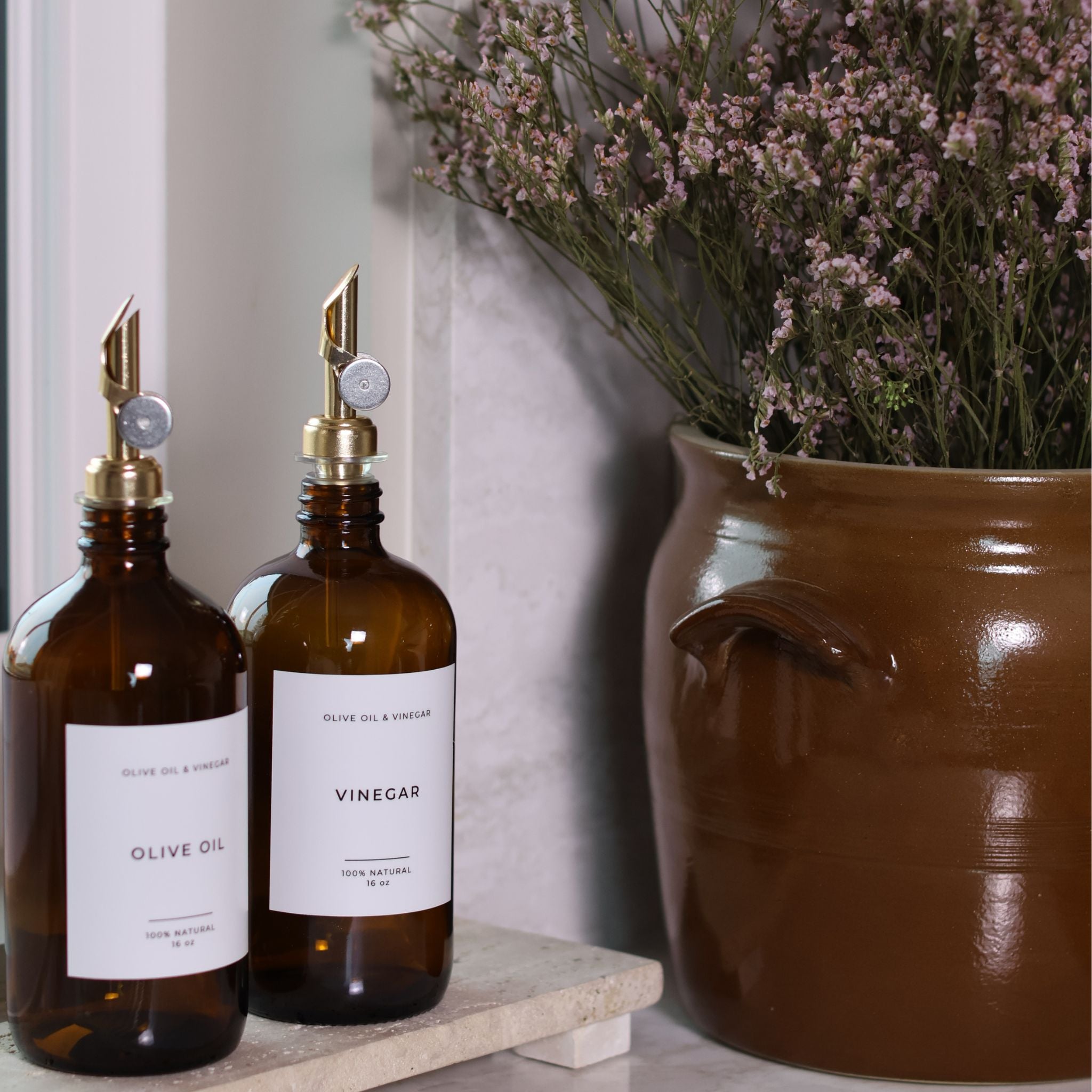 Olive Oil & Vinegar Glass Bottles - 16oz