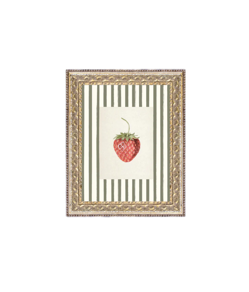 Strawberries on Stripes Framed Artwork