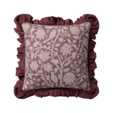 Wine Floral Ruffle Pillow
