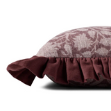 Wine Floral Ruffle Pillow