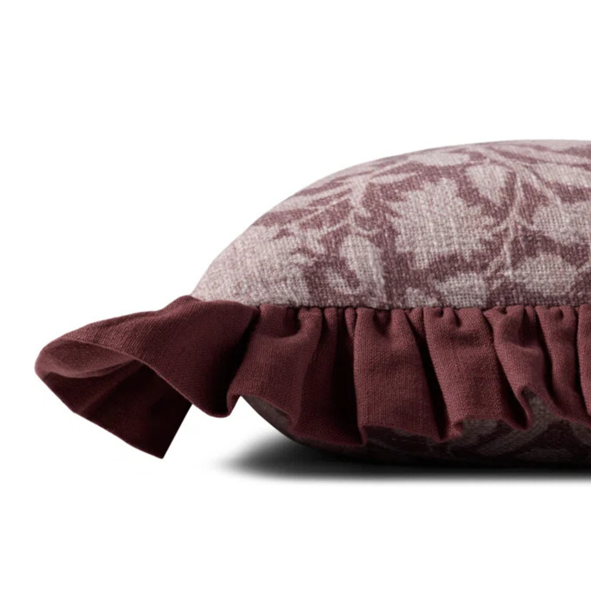 Wine Floral Ruffle Pillow