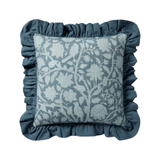 Blue Floral Ruffle Pillow