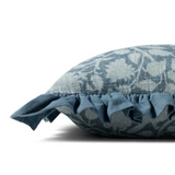 Blue Floral Ruffle Pillow
