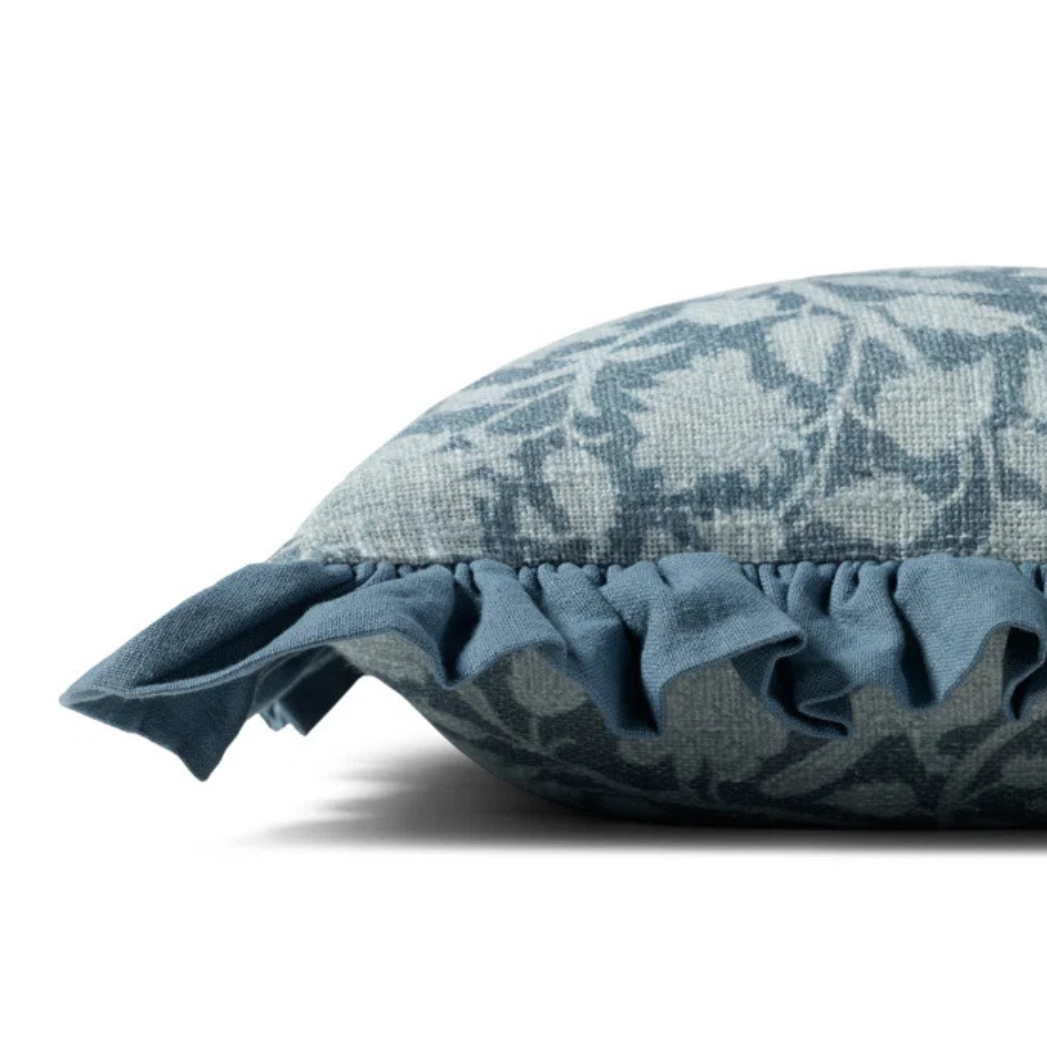 Blue Floral Ruffle Pillow