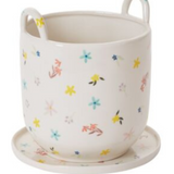 Ditsy Flower Pot with Saucer