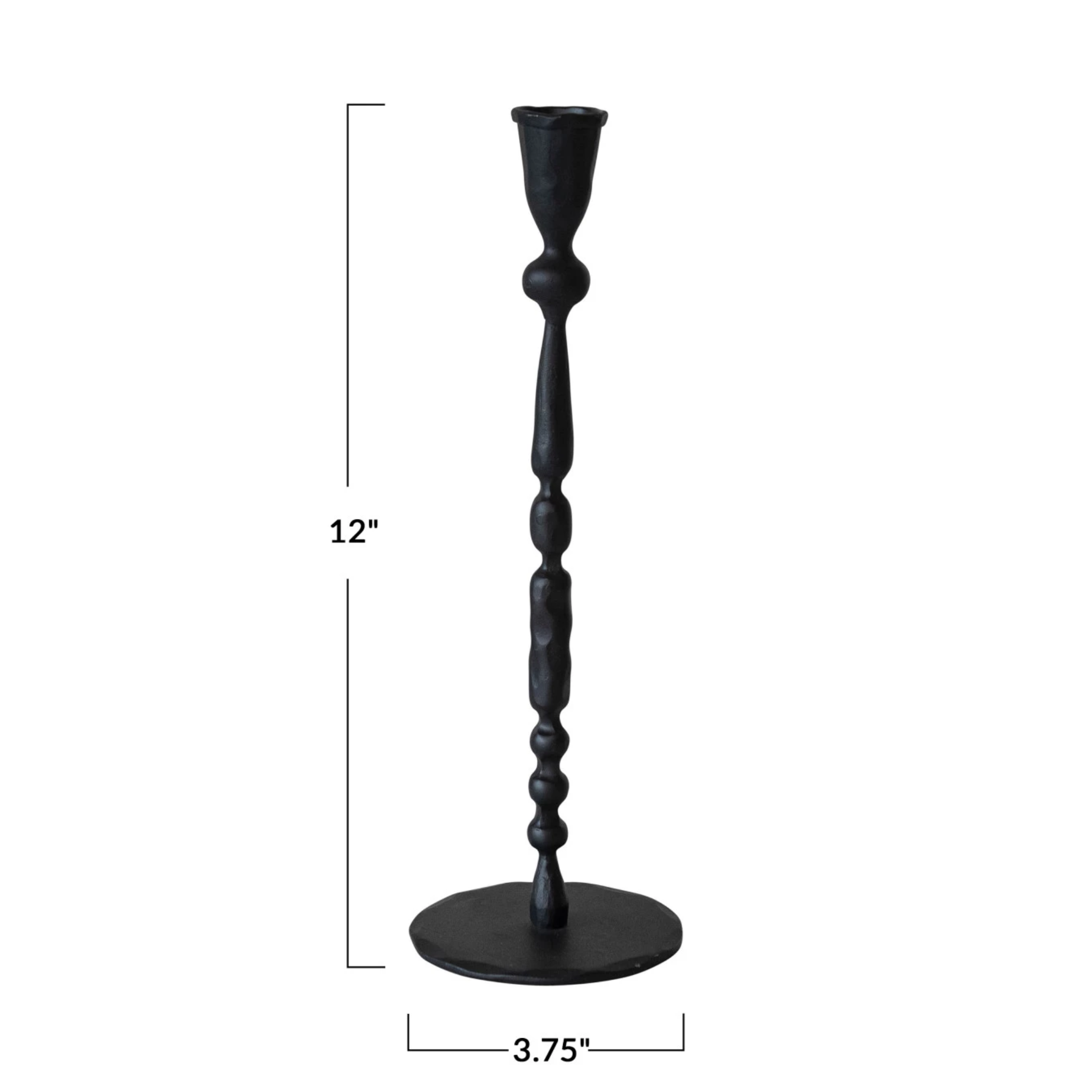 Hand-Forged Iron Taper Holder, Black