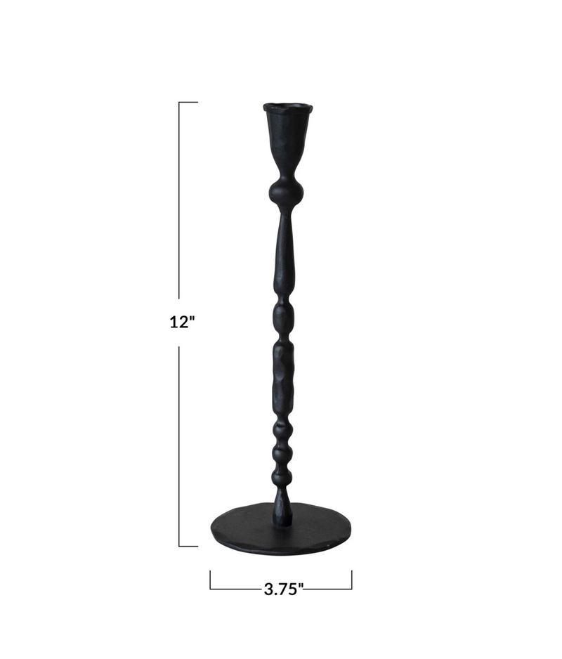 Hand-Forged Iron Taper Holder, Black