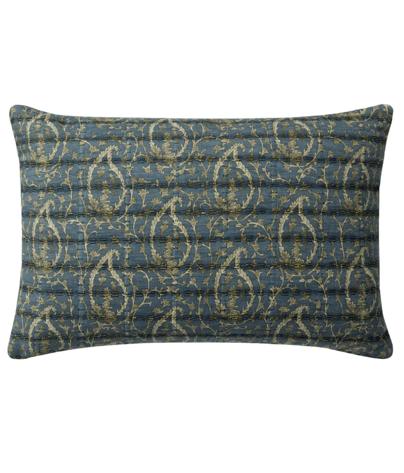 Blue / Green Floral Down Filled Pillow