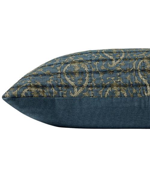 Blue / Green Floral Down Filled Pillow